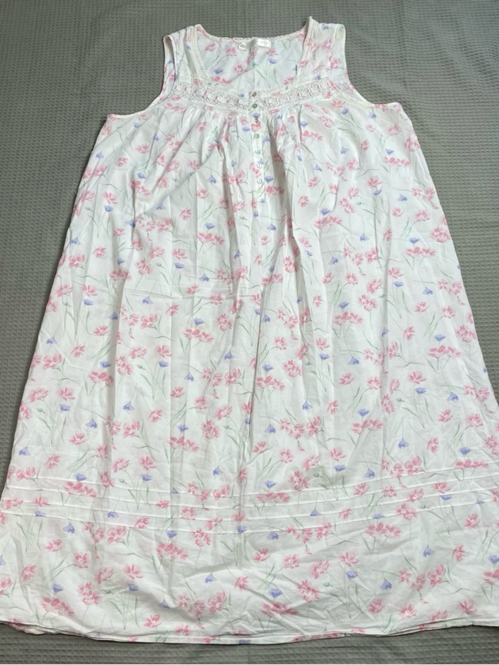 Eileen West Nightgown XL Women’s Cottagecore Floral Sleeveless Crochet Lace Trim
